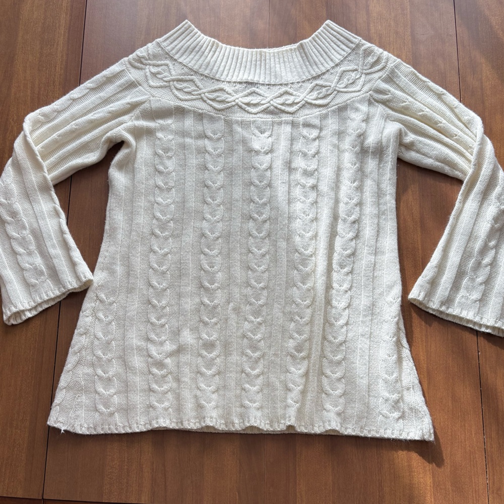 Jessica London Cream Crew Neck Sweater